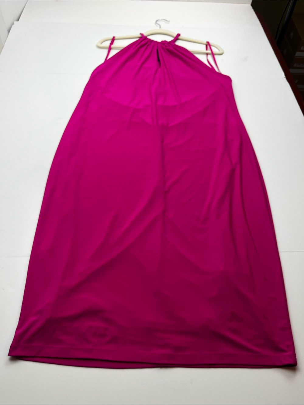 Lauren Ralph Lauren Hot Pink Halter Keyhole Neck Midi Dress Womens Large FLAW
